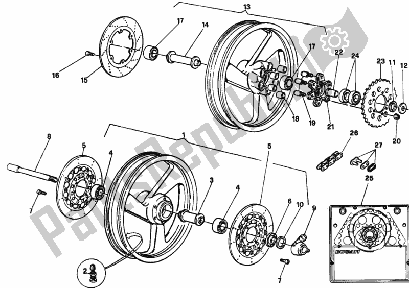 All parts for the Wheels Dm 006007-009456 of the Ducati Supersport 750 SS 1996